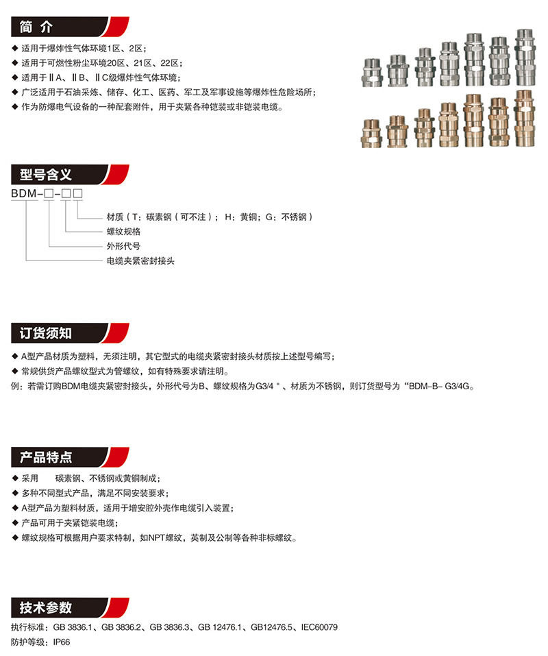 BDM防爆电缆夹紧密封接头